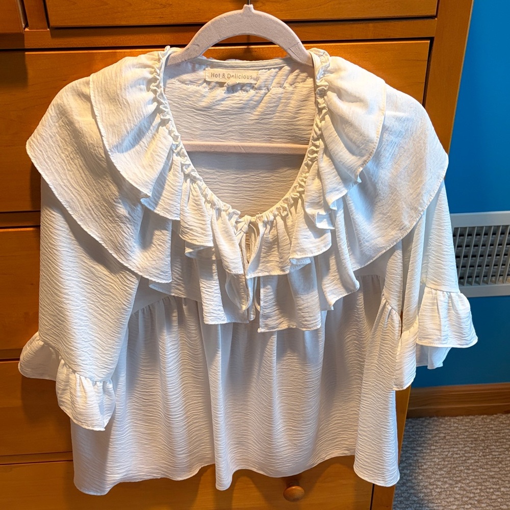 Ivory Ruffle Blouse
